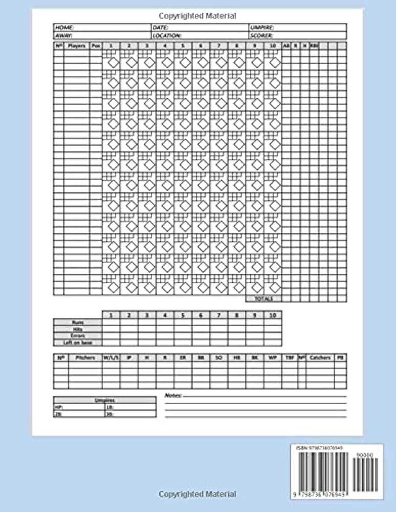 large print printable softball score sheet
