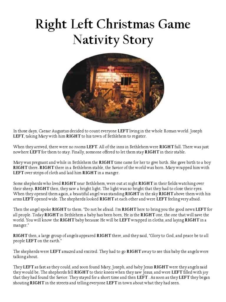 left right christmas story game printable