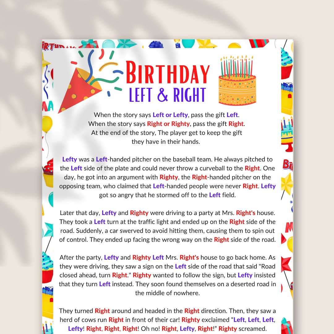 left right game printable