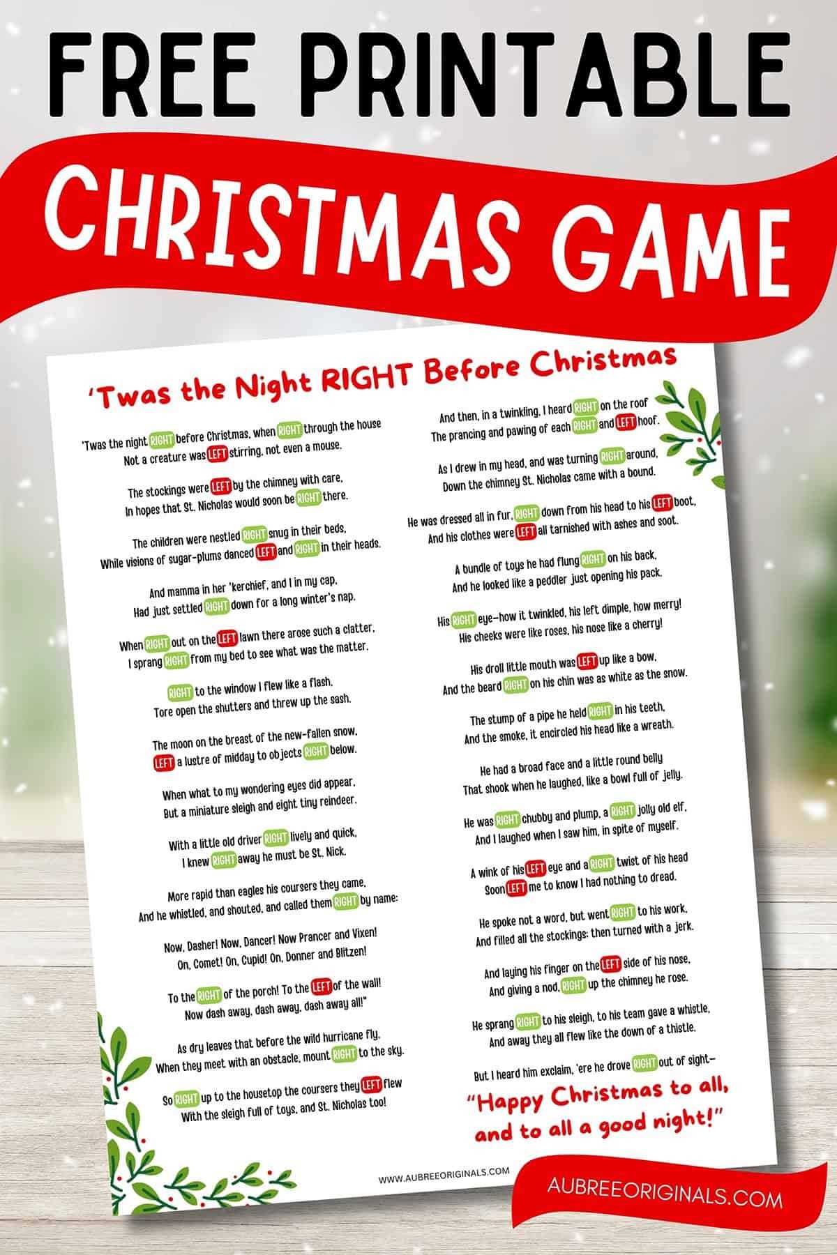 left right game printable