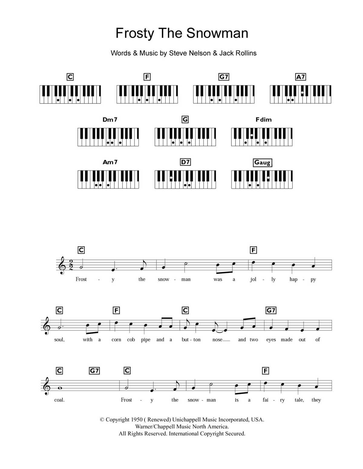 lyrics to frosty the snowman printable