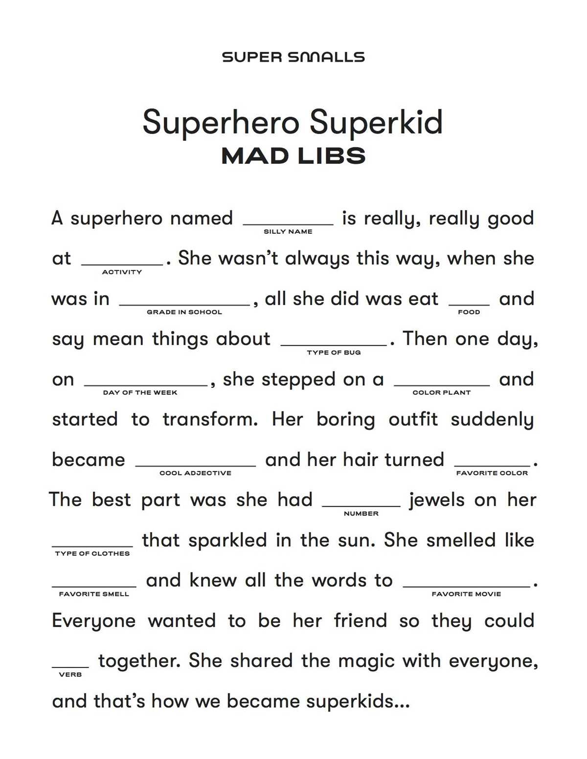 mad libs free printable