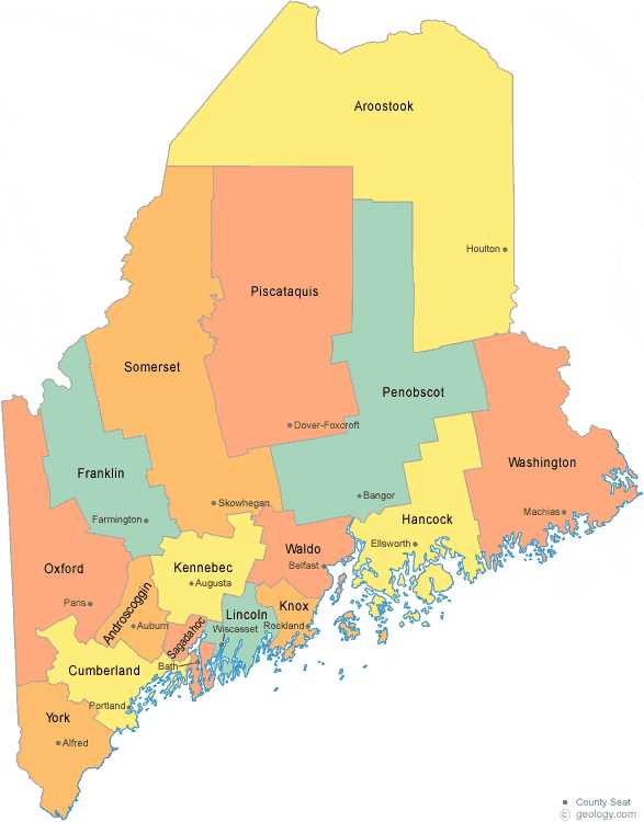 maine county map printable