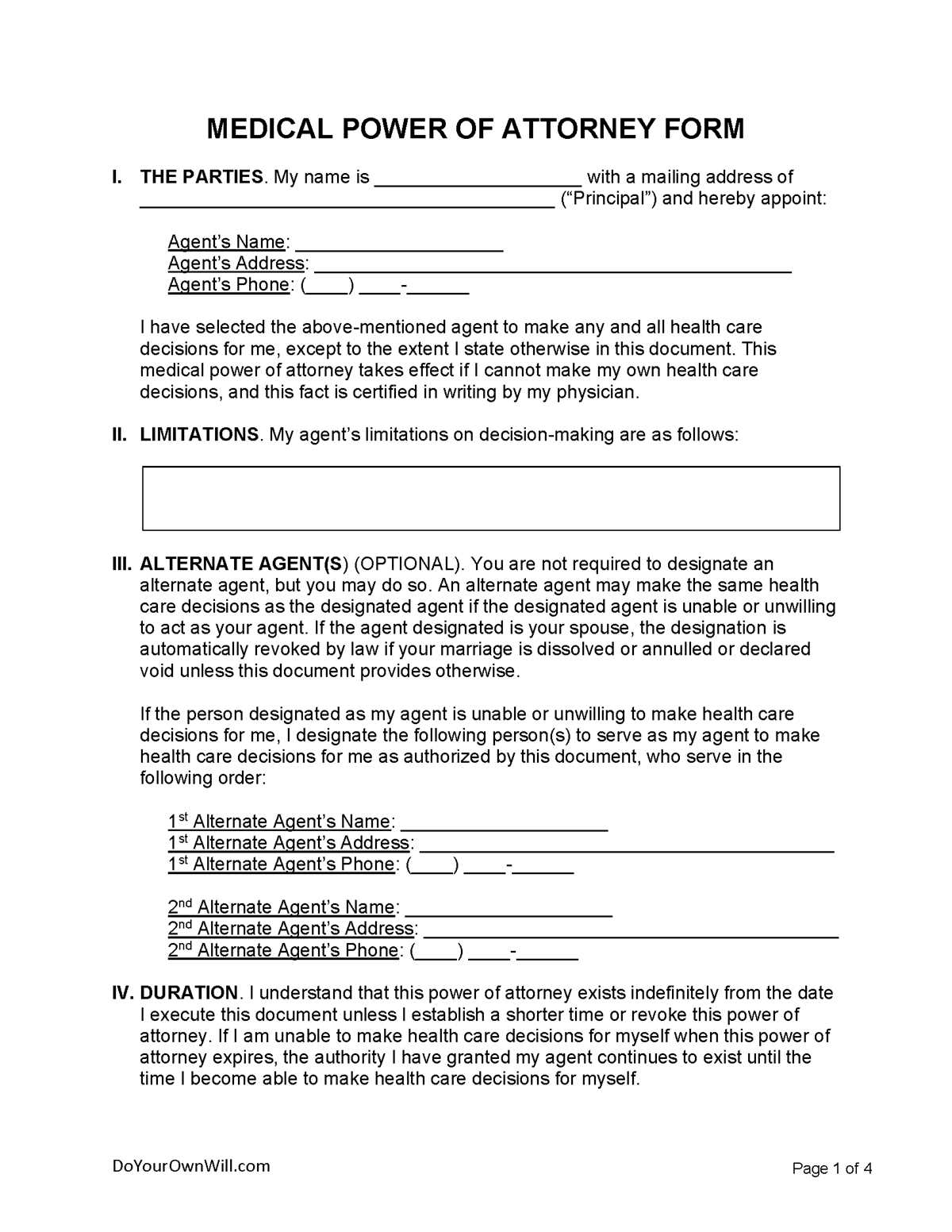 medical power of attorney printable