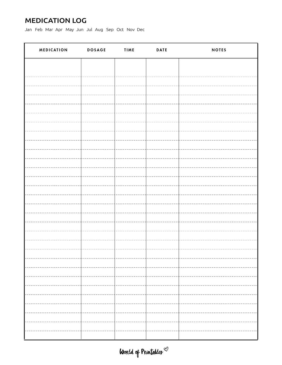 medication log printable free