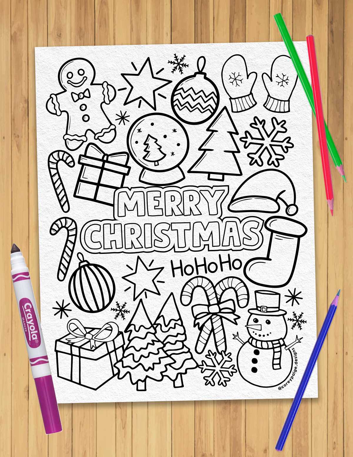merry christmas coloring page printable