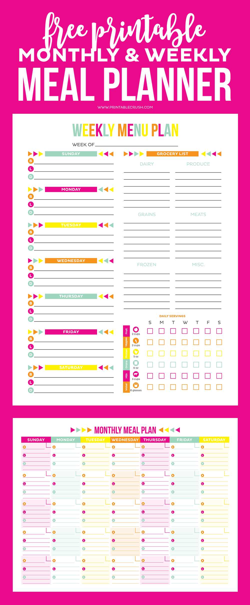 monthly meal planner printable