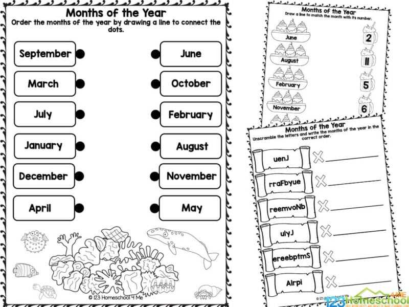 months of the year printable free