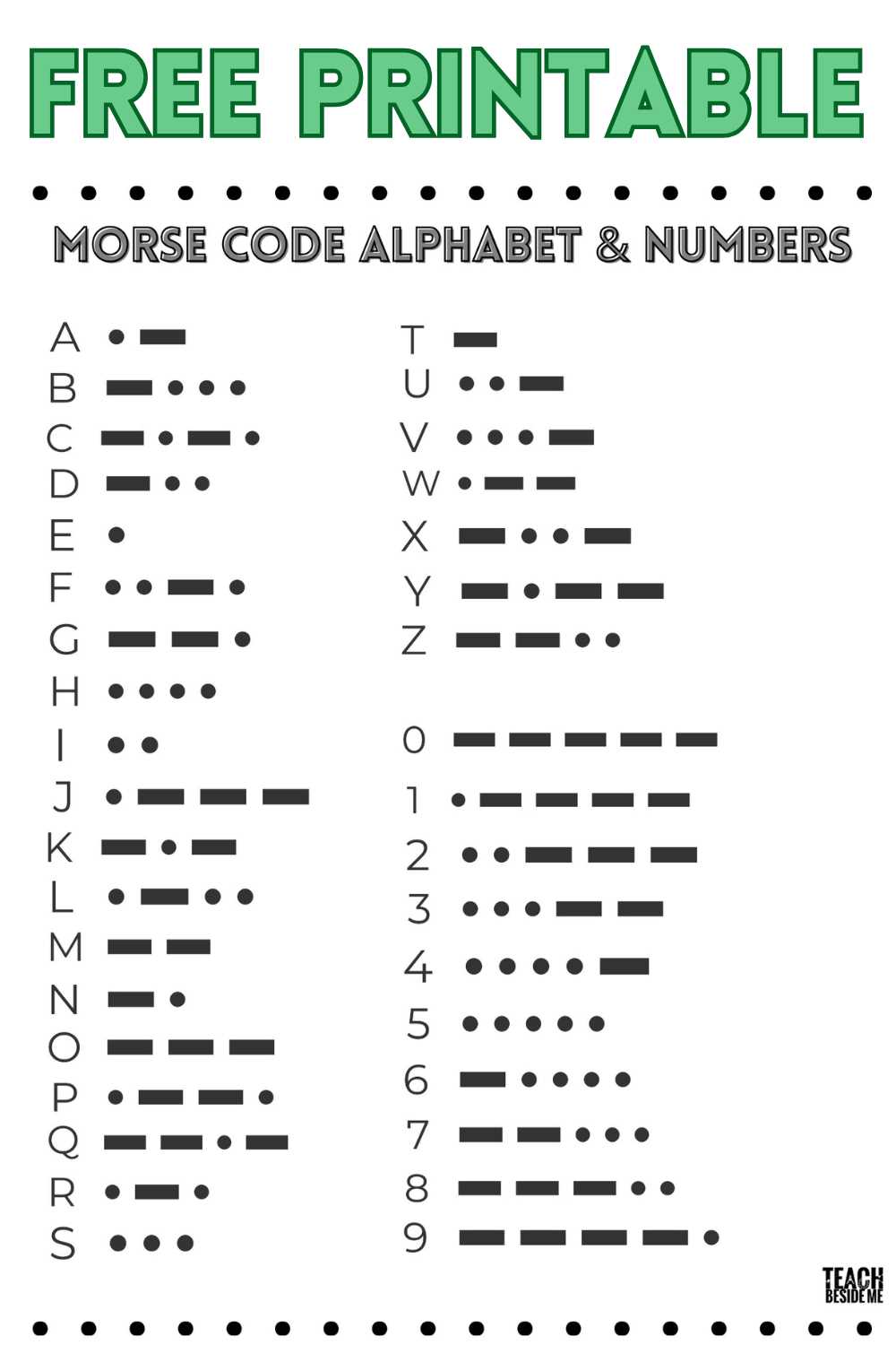 morse code chart printable