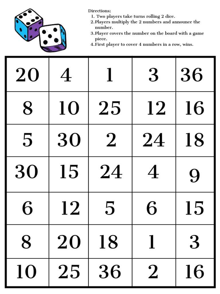 multiplication bingo printable