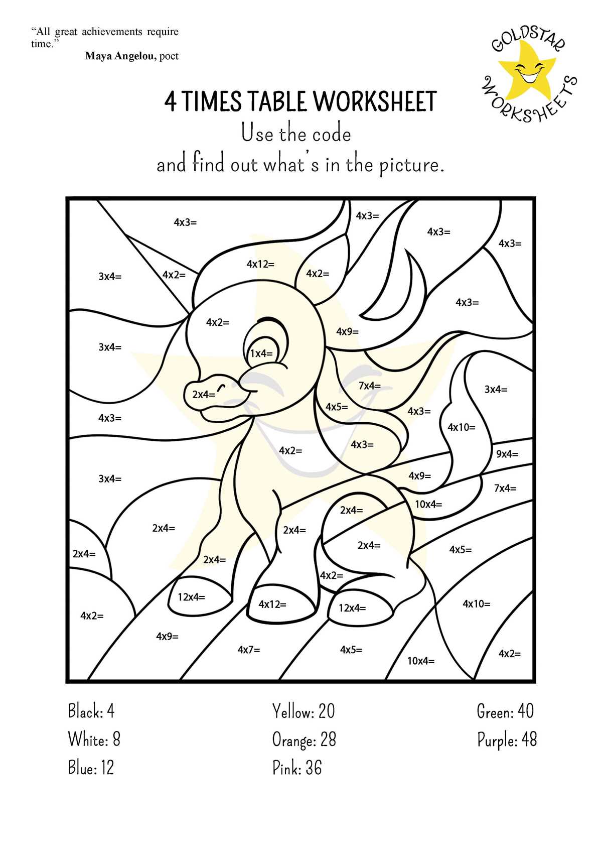 multiplication coloring sheets free printable