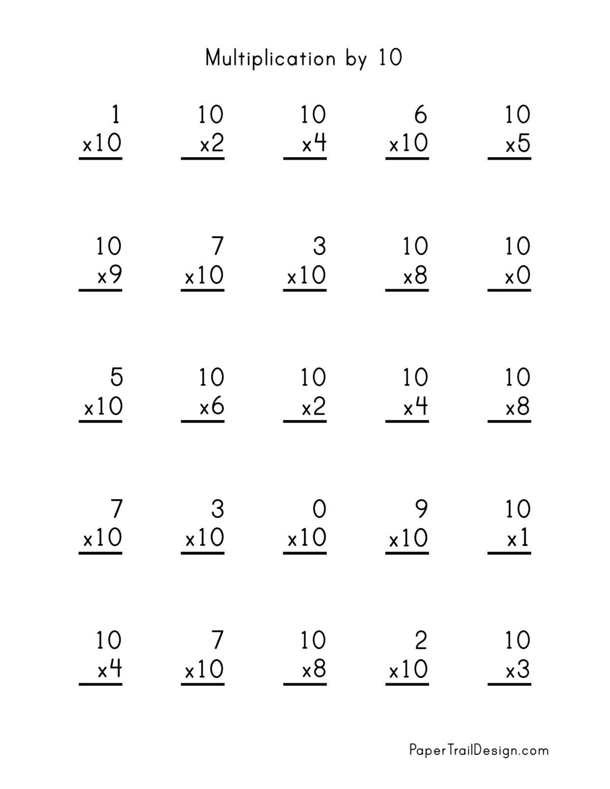 multiplication facts worksheets printable free