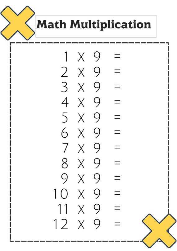 multiplication table worksheet printable