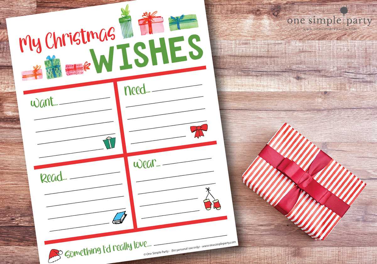 my christmas wish list printable