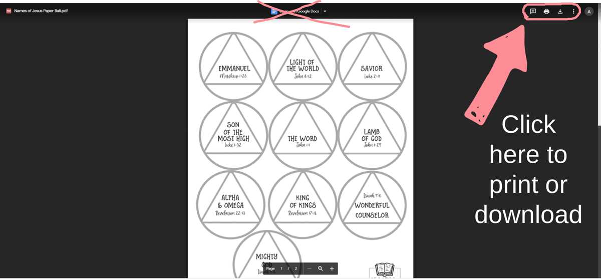 names of jesus printable ornaments