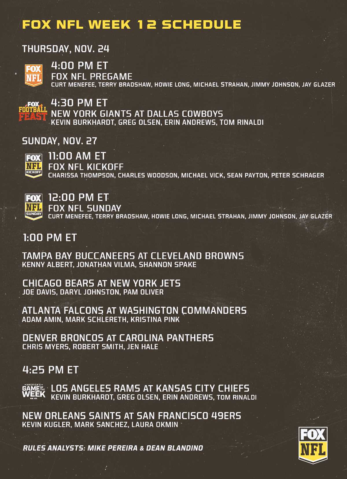 nfl schedule week 12 printable