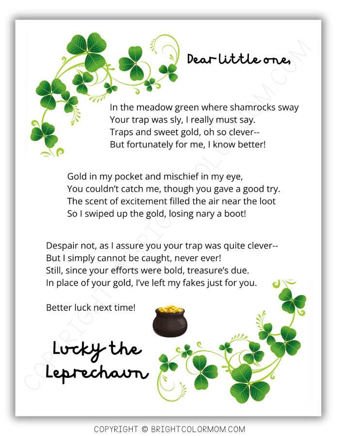 note from leprechaun free printable