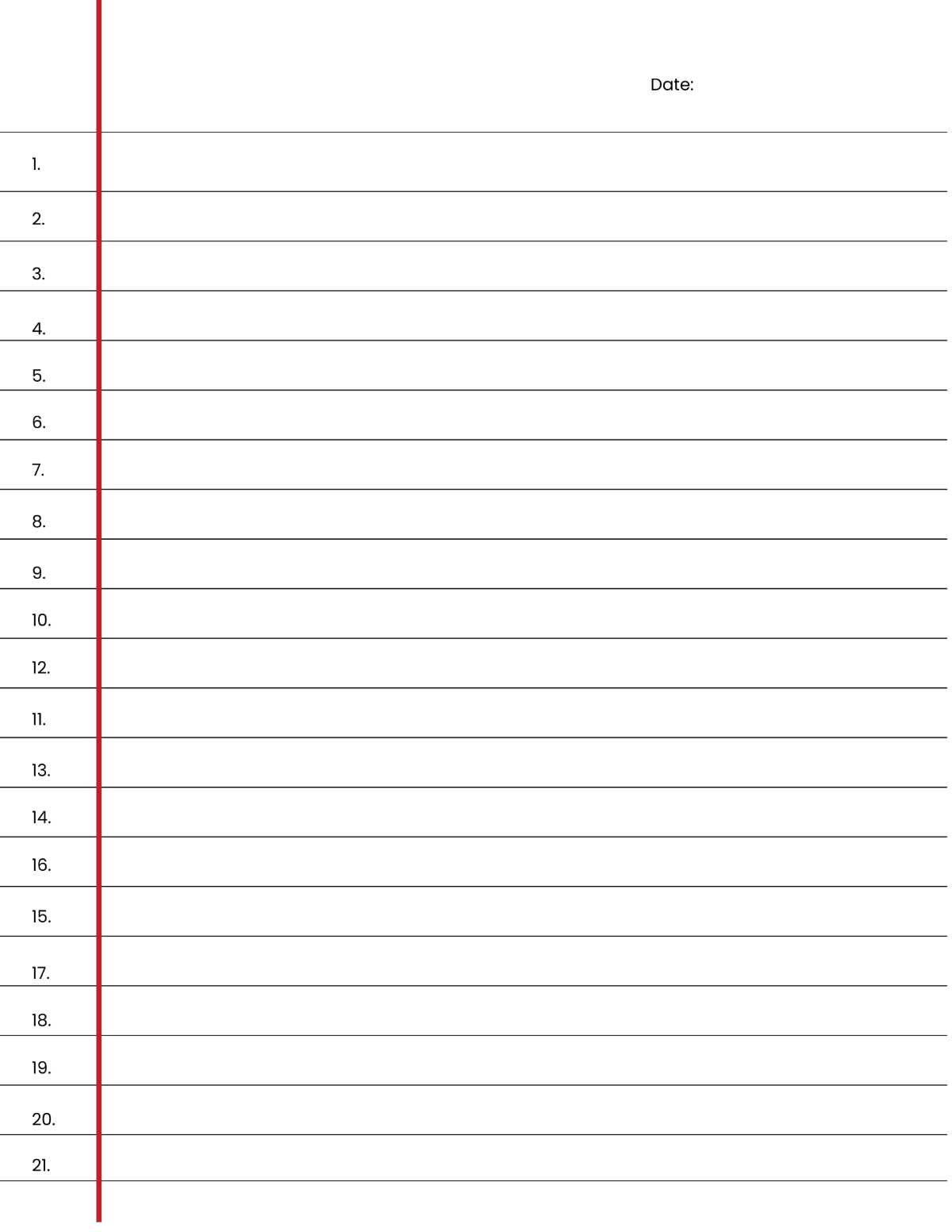 numbered lined paper printable