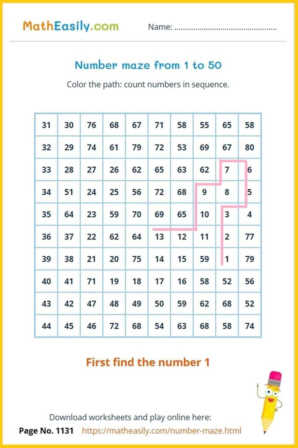 numbers 1 50 printable