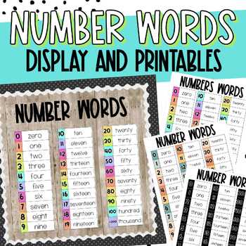 numbers in word form printable