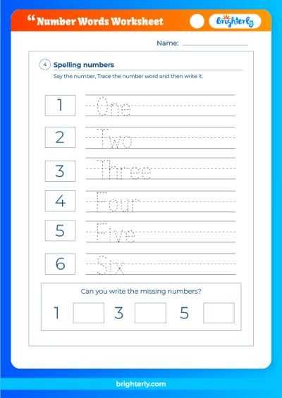 numbers in words printable