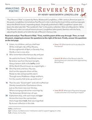 paul reveres ride poem printable