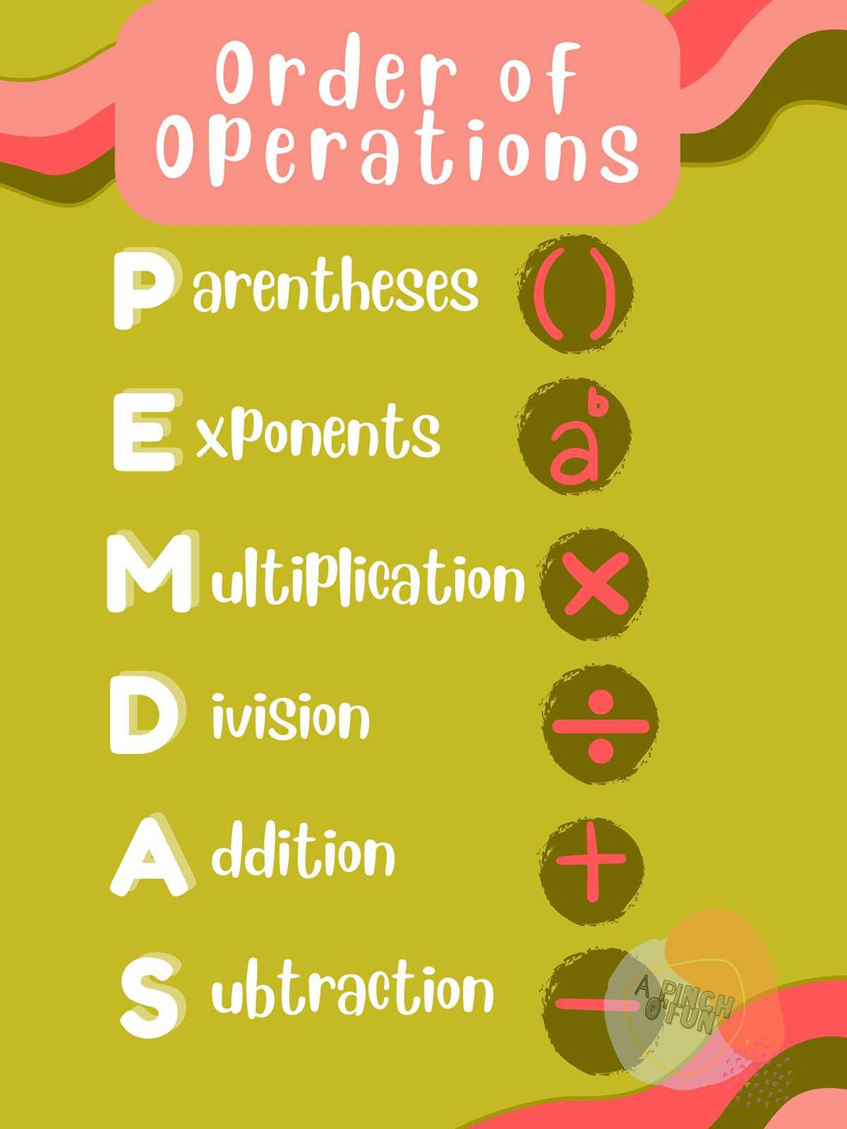 pemdas poster free printable