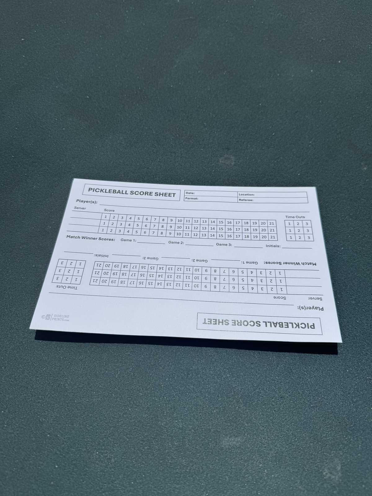 pickleball score sheets printable