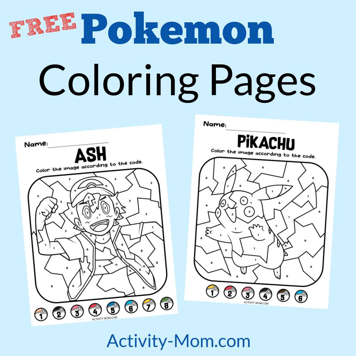 pokemon color by number free printable