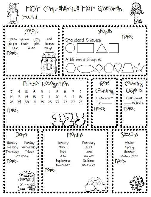 preschool assessment printable free