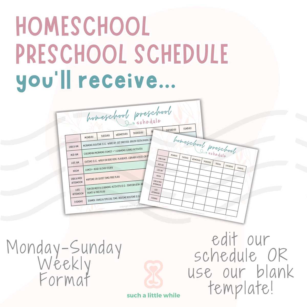 preschool schedule printables