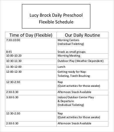 preschool schedule printables