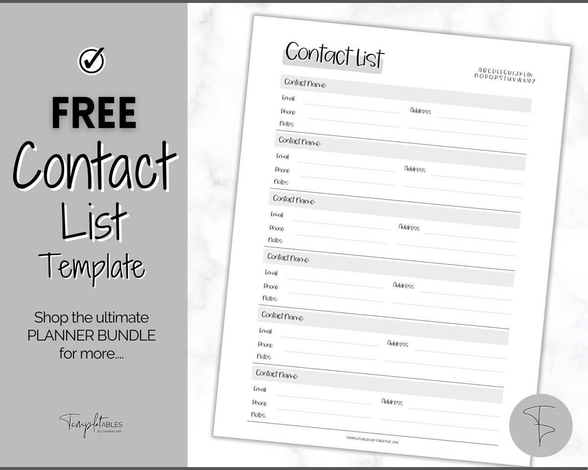 printable address book template