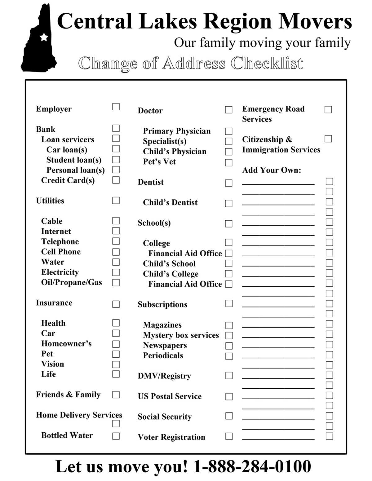 printable address change checklist