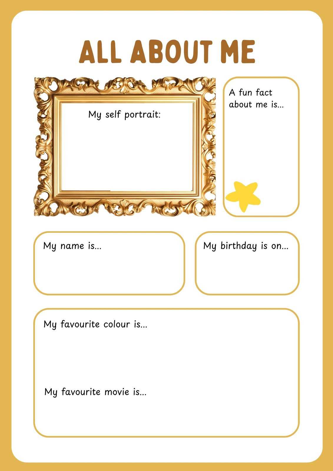 printable all about me activities