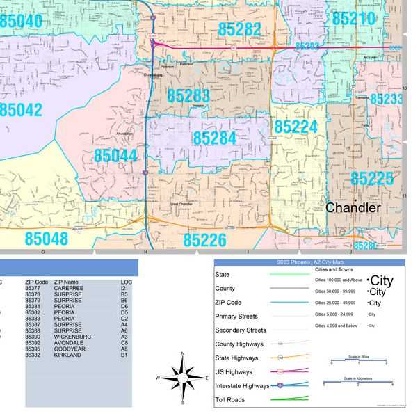 printable arizona zip code map