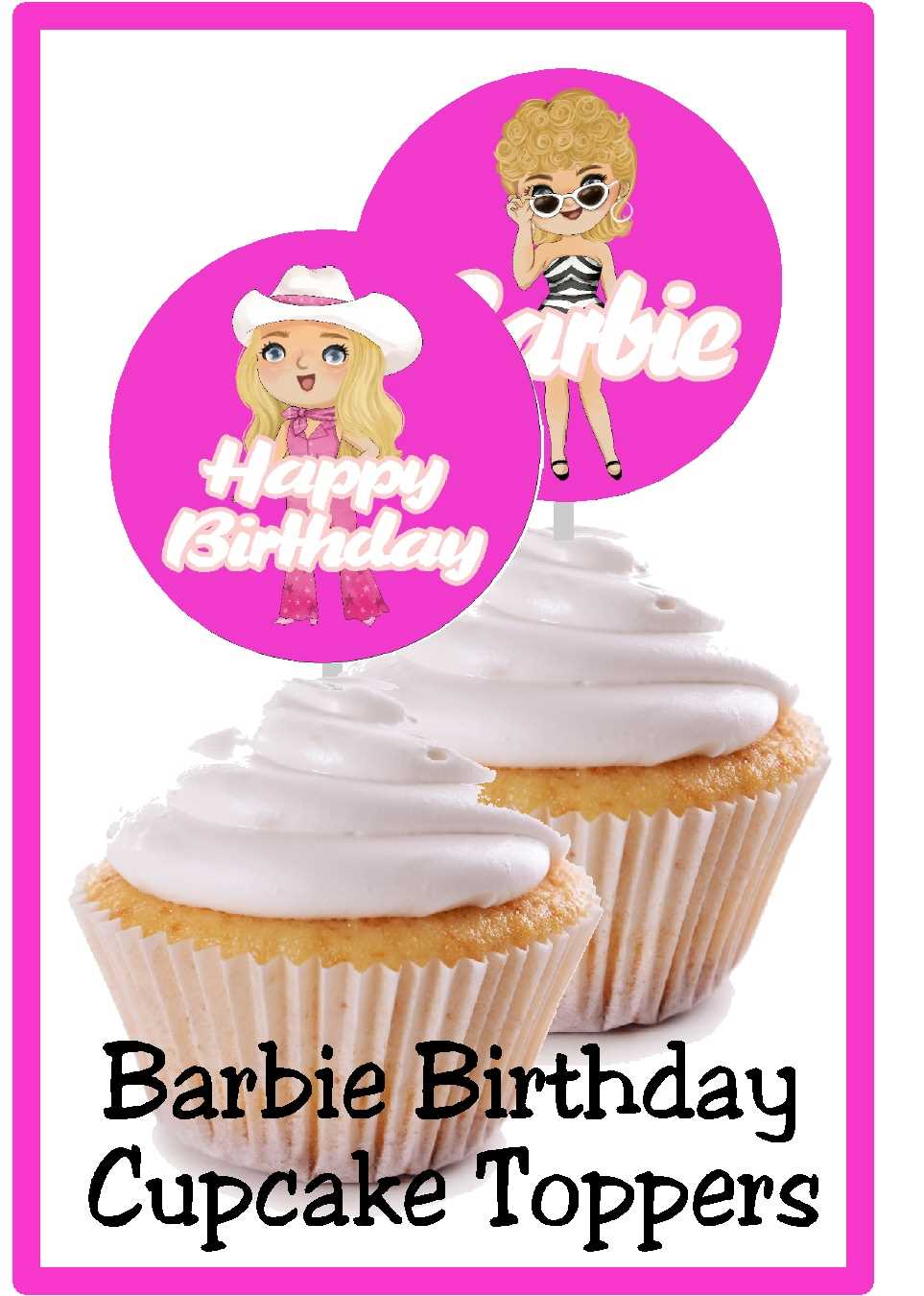printable barbie cupcake toppers