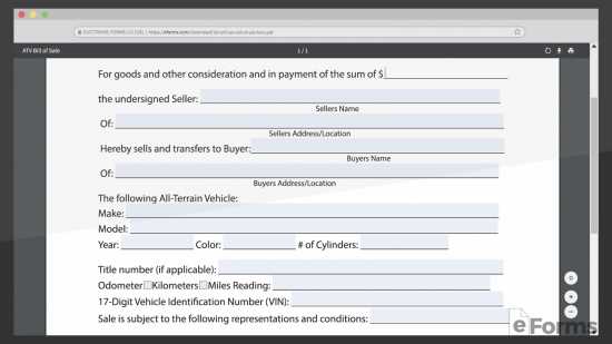 printable bill of sale atv