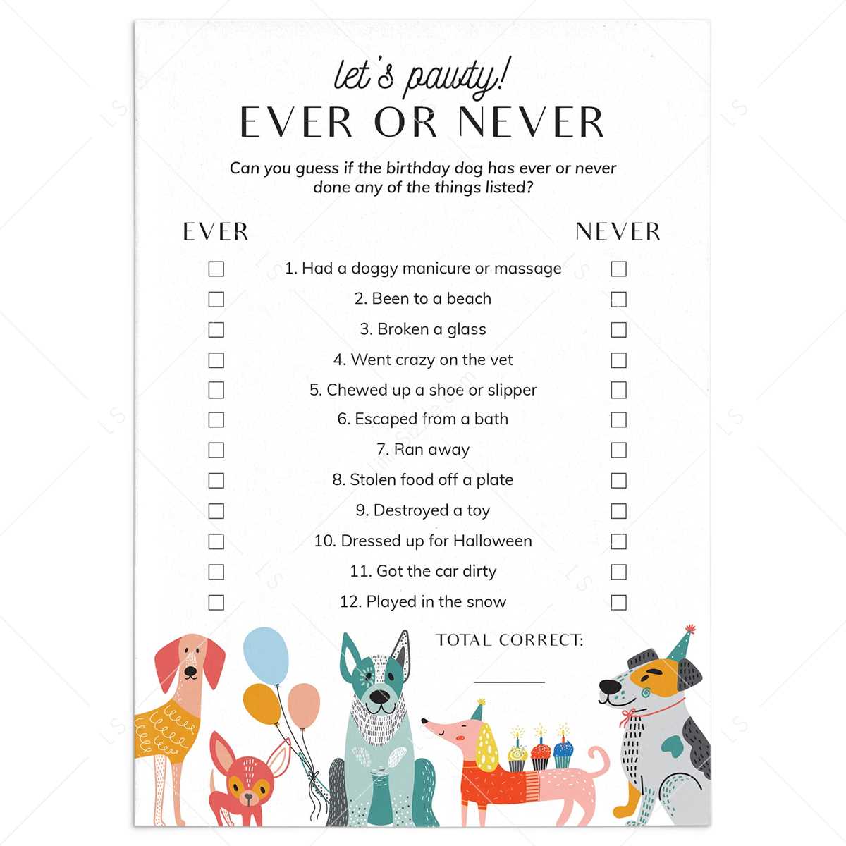 printable birthday games