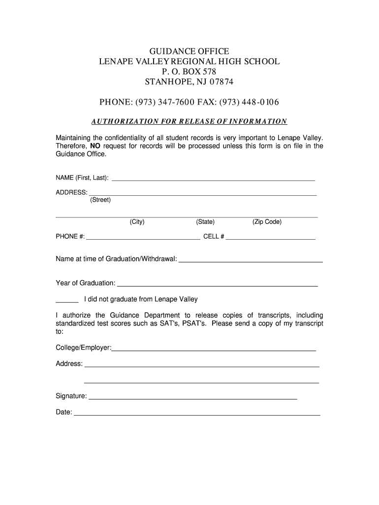 printable blank authorization to release information form