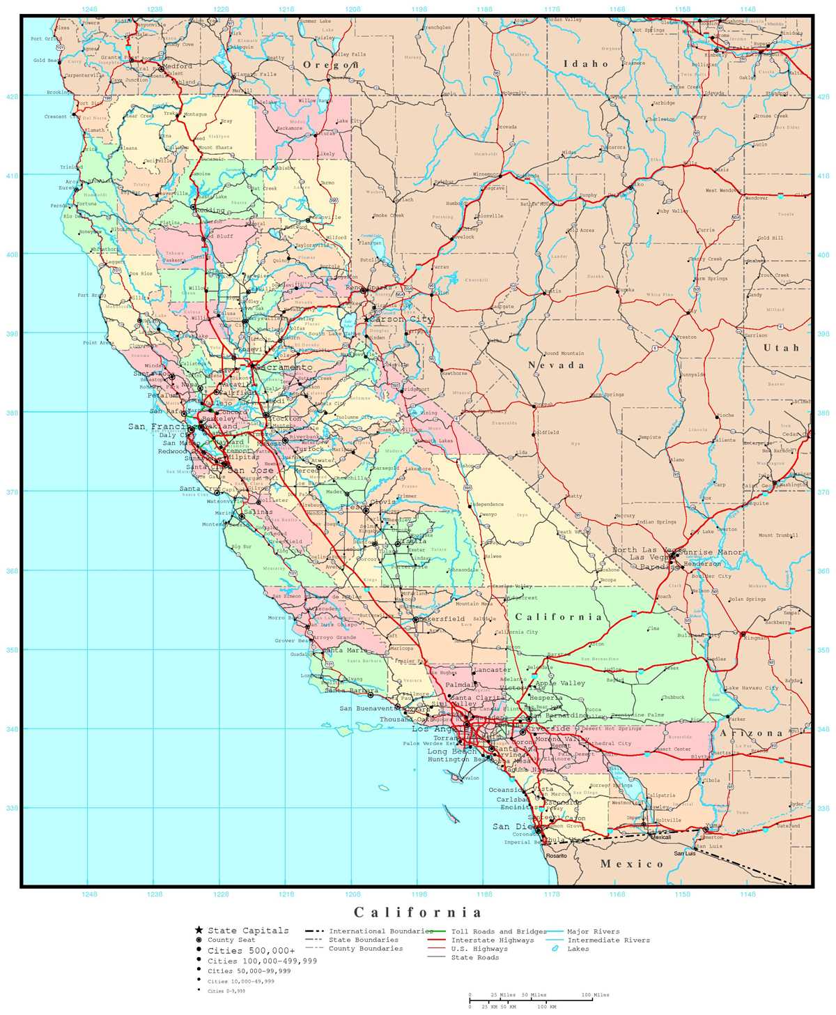 printable california county map