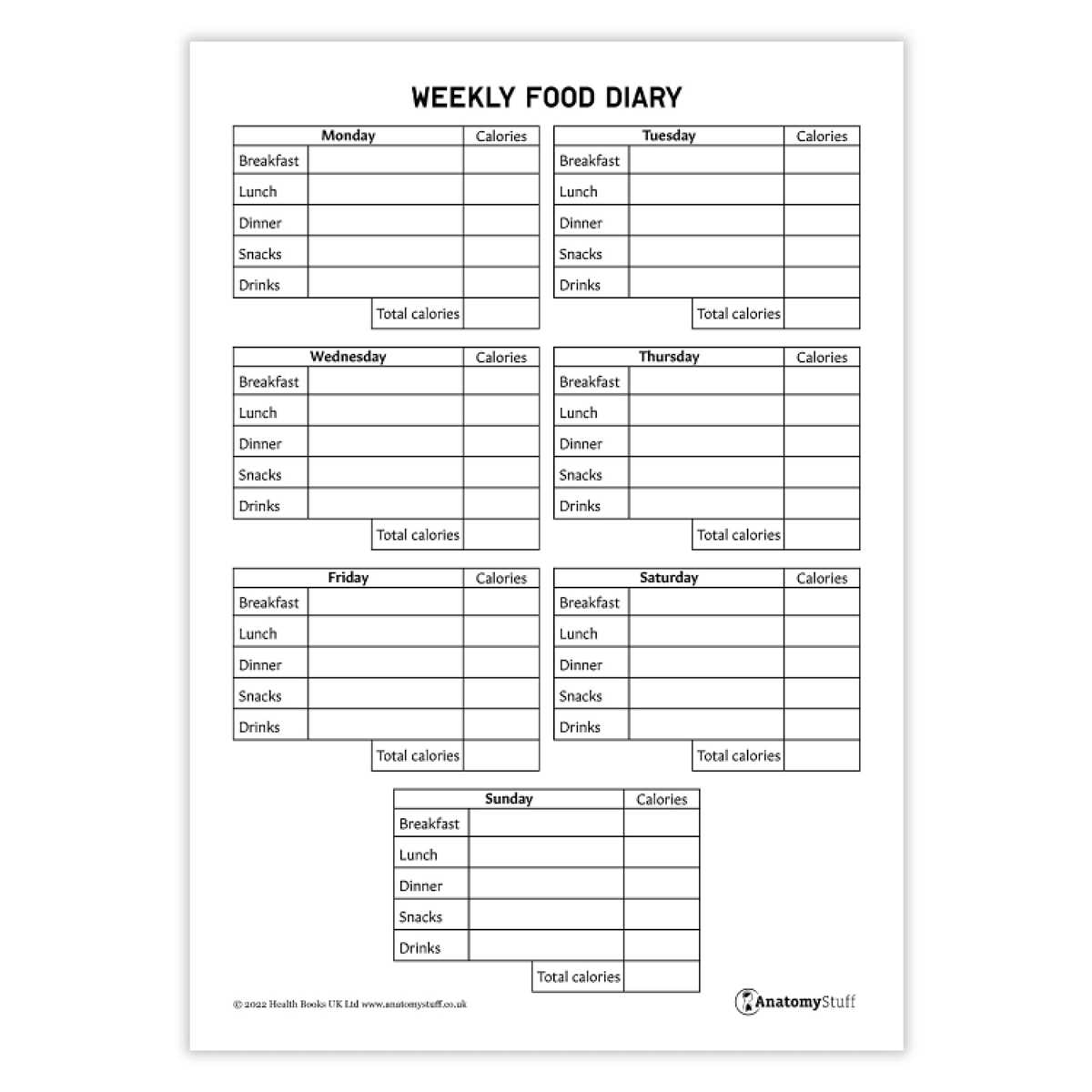 printable calorie tracker