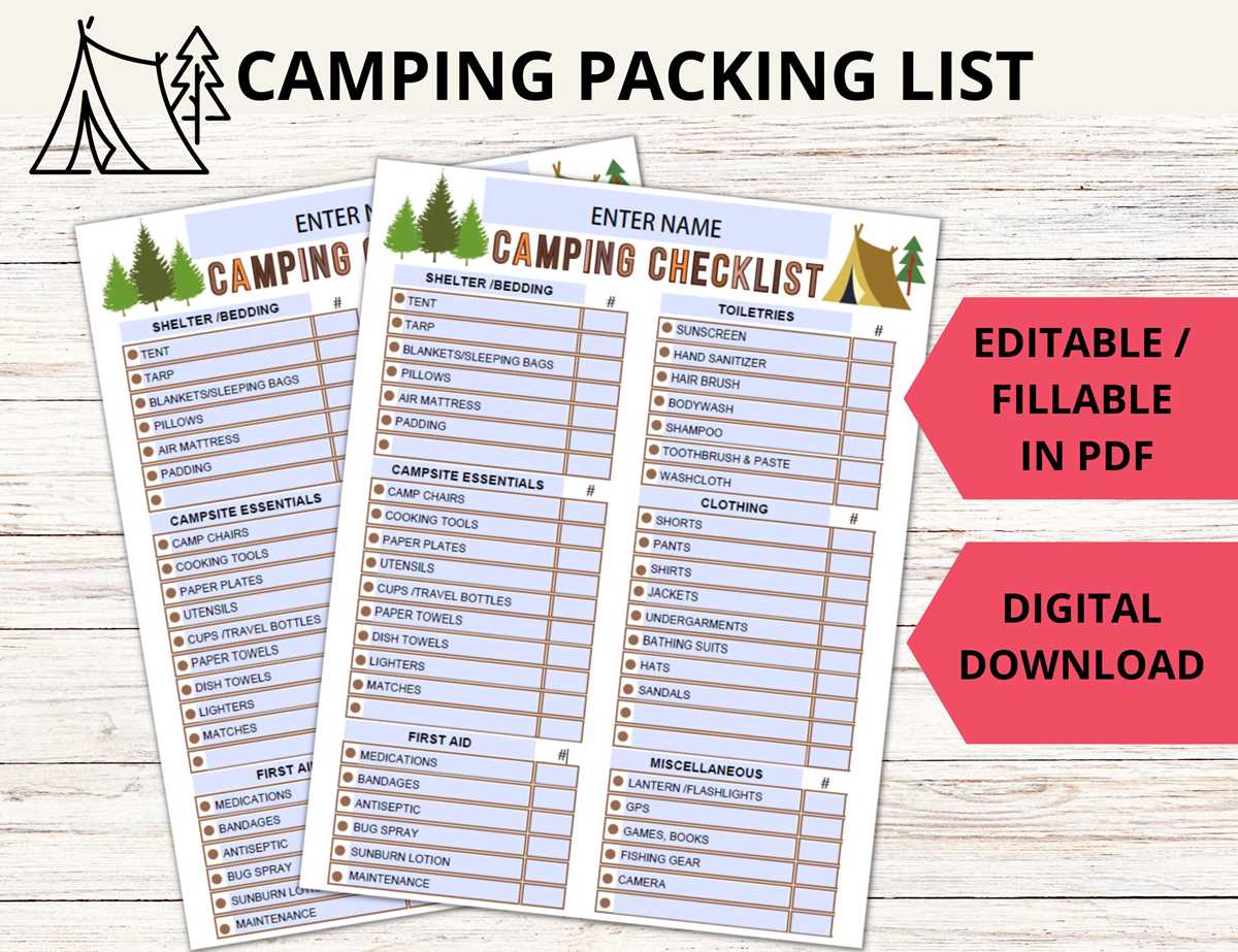 printable camp checklist
