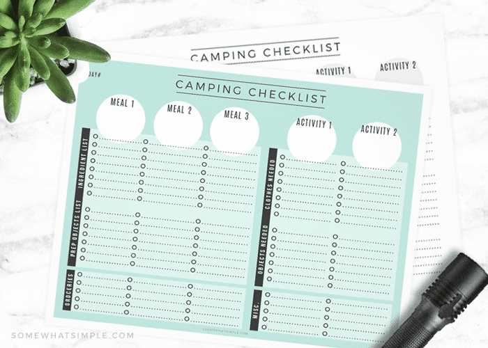 printable camping list checklist