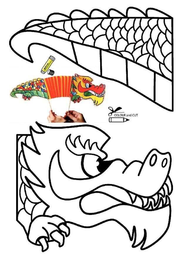 printable chinese dragon craft template