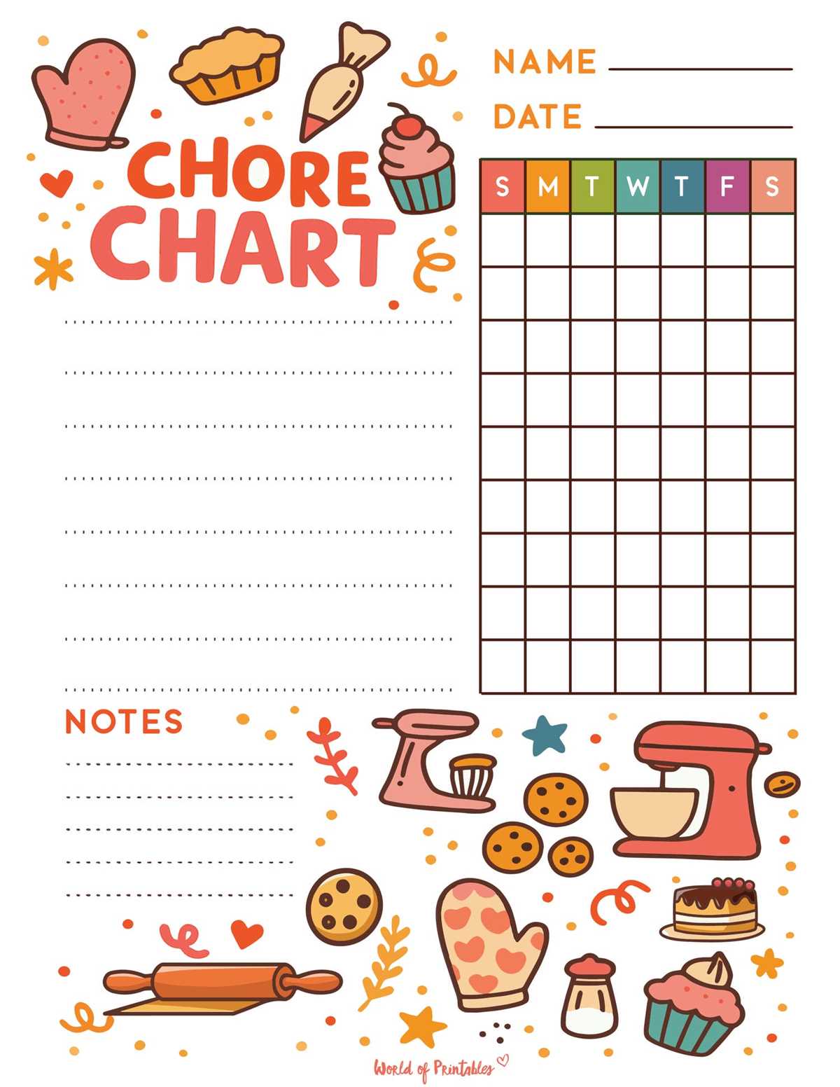 printable chore charts