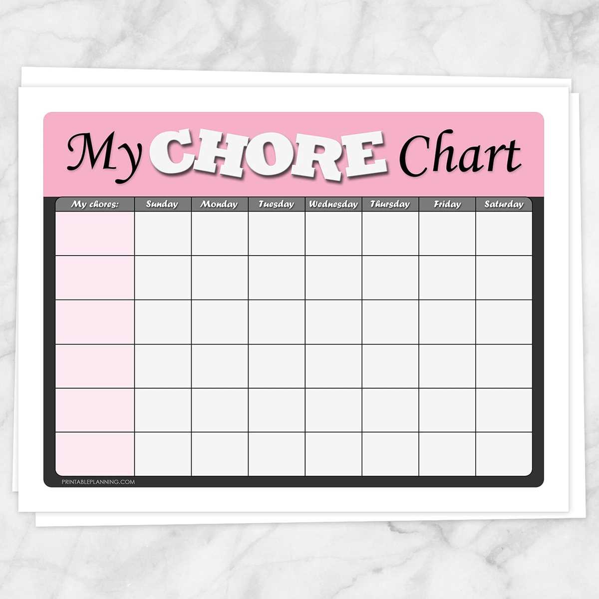 printable chore charts