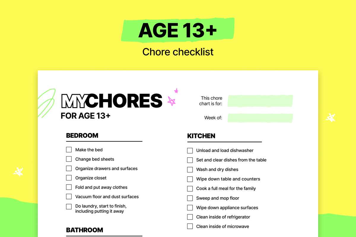 printable chore charts