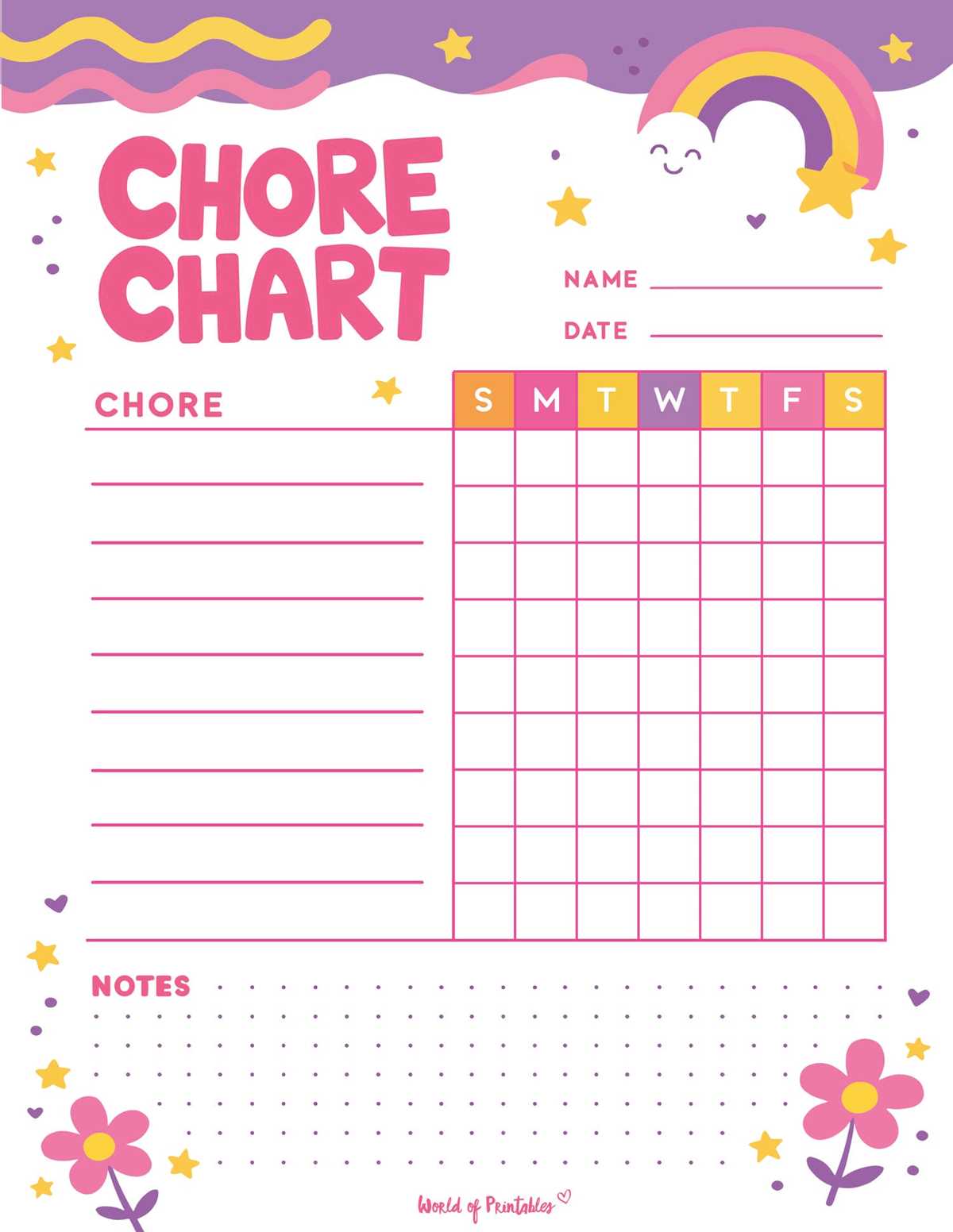 printable chore list