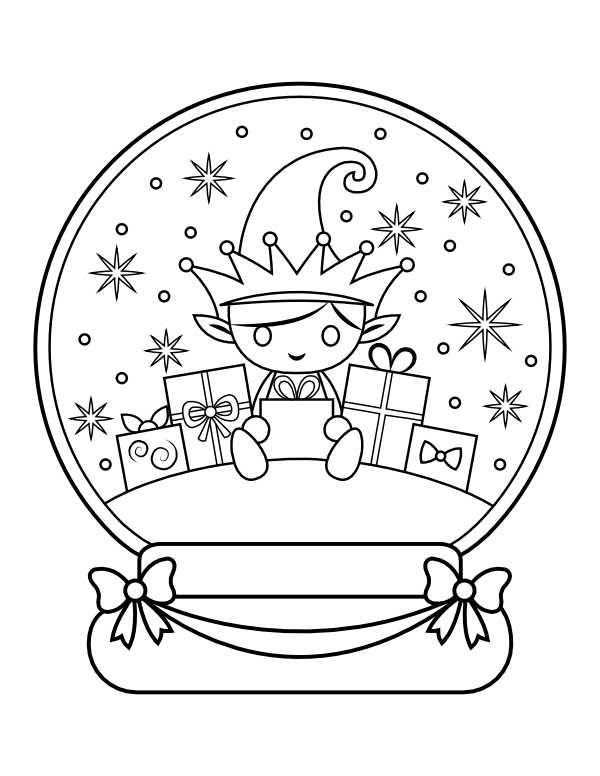 printable christmas snow globe coloring pages